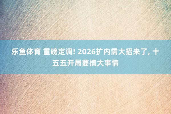 乐鱼体育 重磅定调! 2026扩内需大招来了, 十五五开局要搞大事情