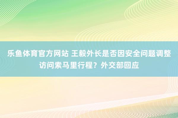 乐鱼体育官方网站 王毅外长是否因安全问题调整访问索马里行程？外交部回应