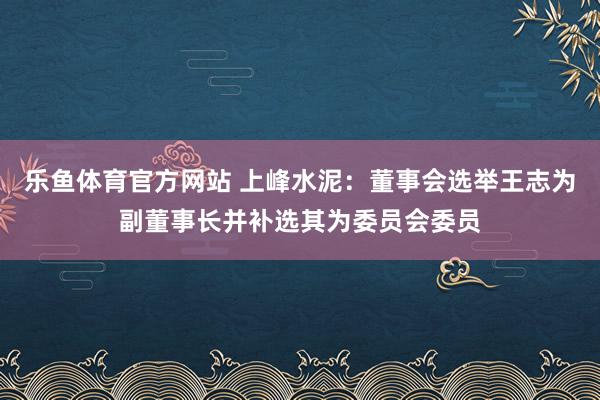 乐鱼体育官方网站 上峰水泥：董事会选举王志为副董事长并补选其为委员会委员
