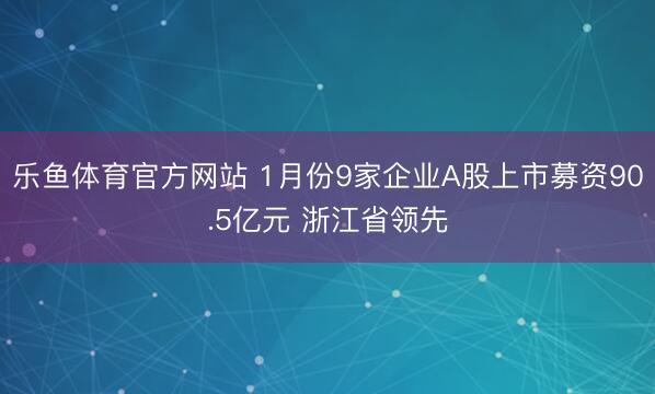 乐鱼体育官方网站 1月份9家企业A股上市募资90.5亿元 浙江省领先