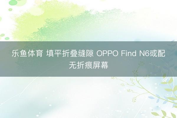 乐鱼体育 填平折叠缝隙 OPPO Find N6或配无折痕屏幕