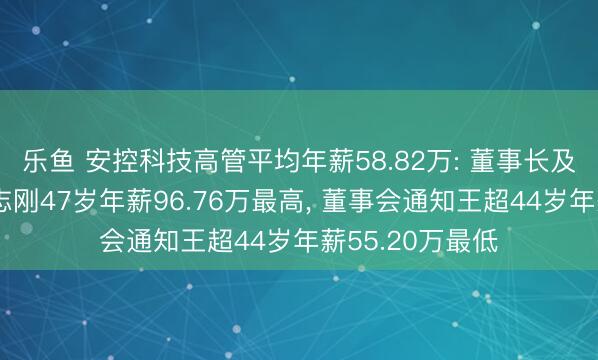乐鱼 安控科技高管平均年薪58.82万: 董事长及非孤苦董事张志刚47岁年薪96.76万最高, 董事会通知王超44岁年薪55.20万最低