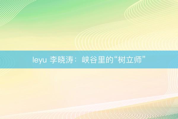 leyu 李晓涛：峡谷里的“树立师”